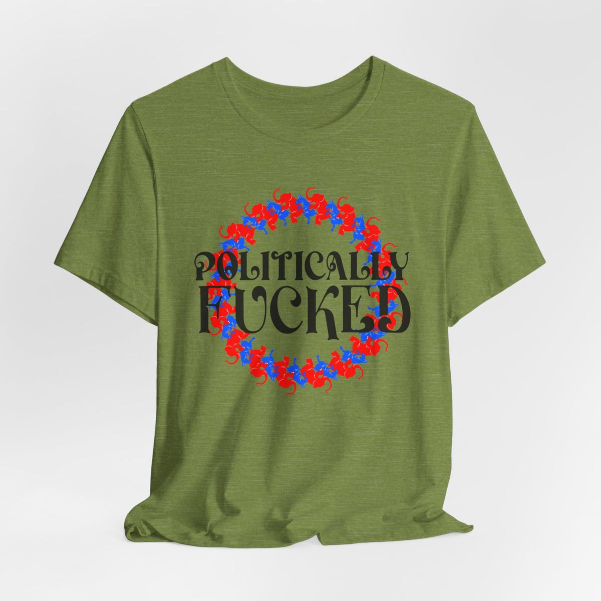 Politically Fucked Graphic Tee — Red & Blue Elephant magaWreath