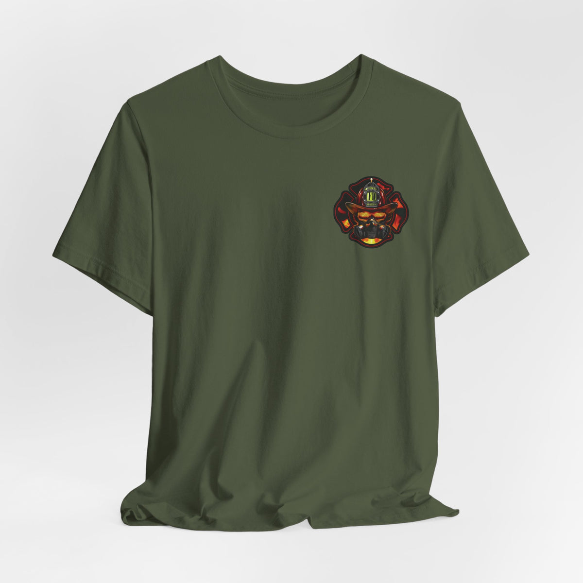Fiery Firefighter Skull T-Shirt