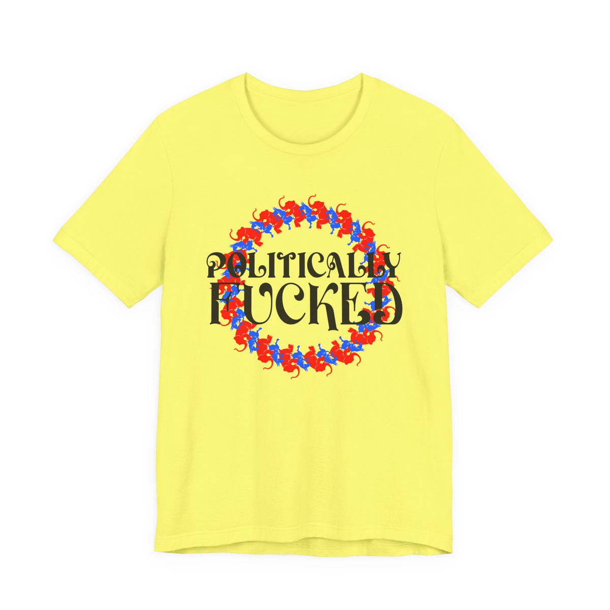 Politically Fucked Graphic Tee — Red & Blue Elephant magaWreath