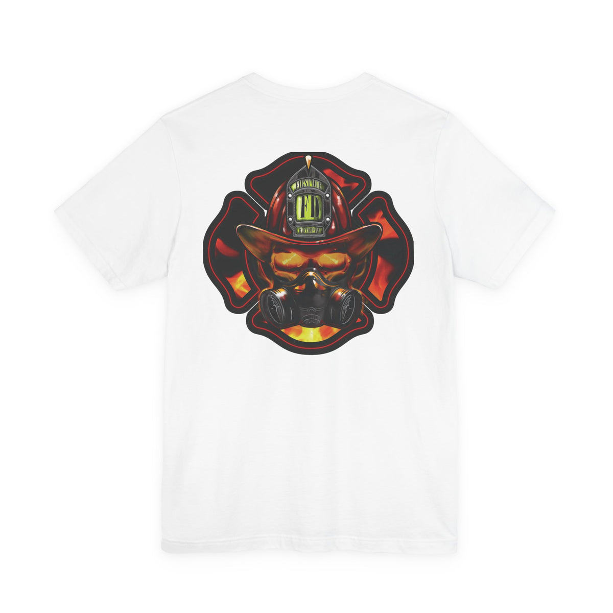 Fiery Firefighter Skull T-Shirt