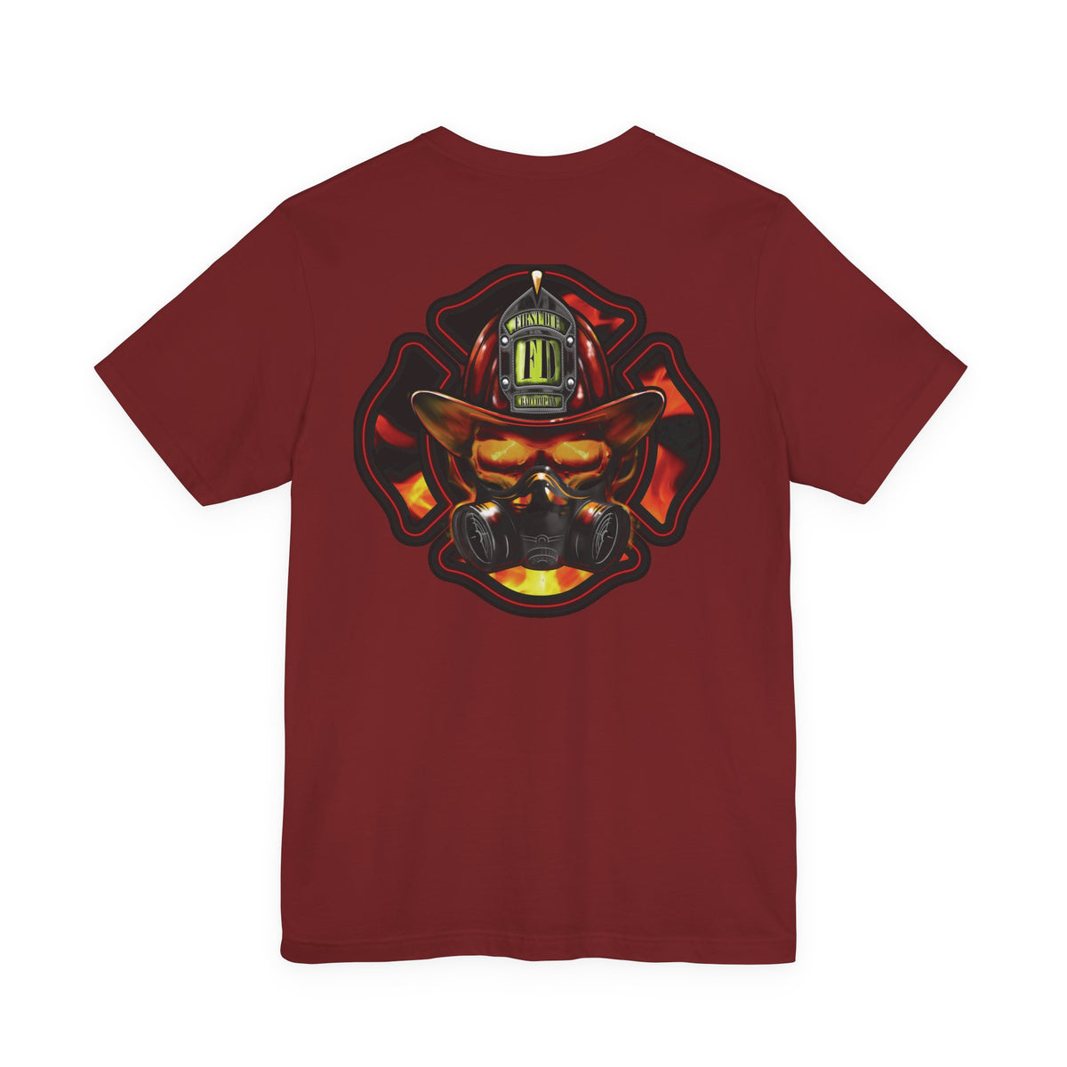 Fiery Firefighter Skull T-Shirt