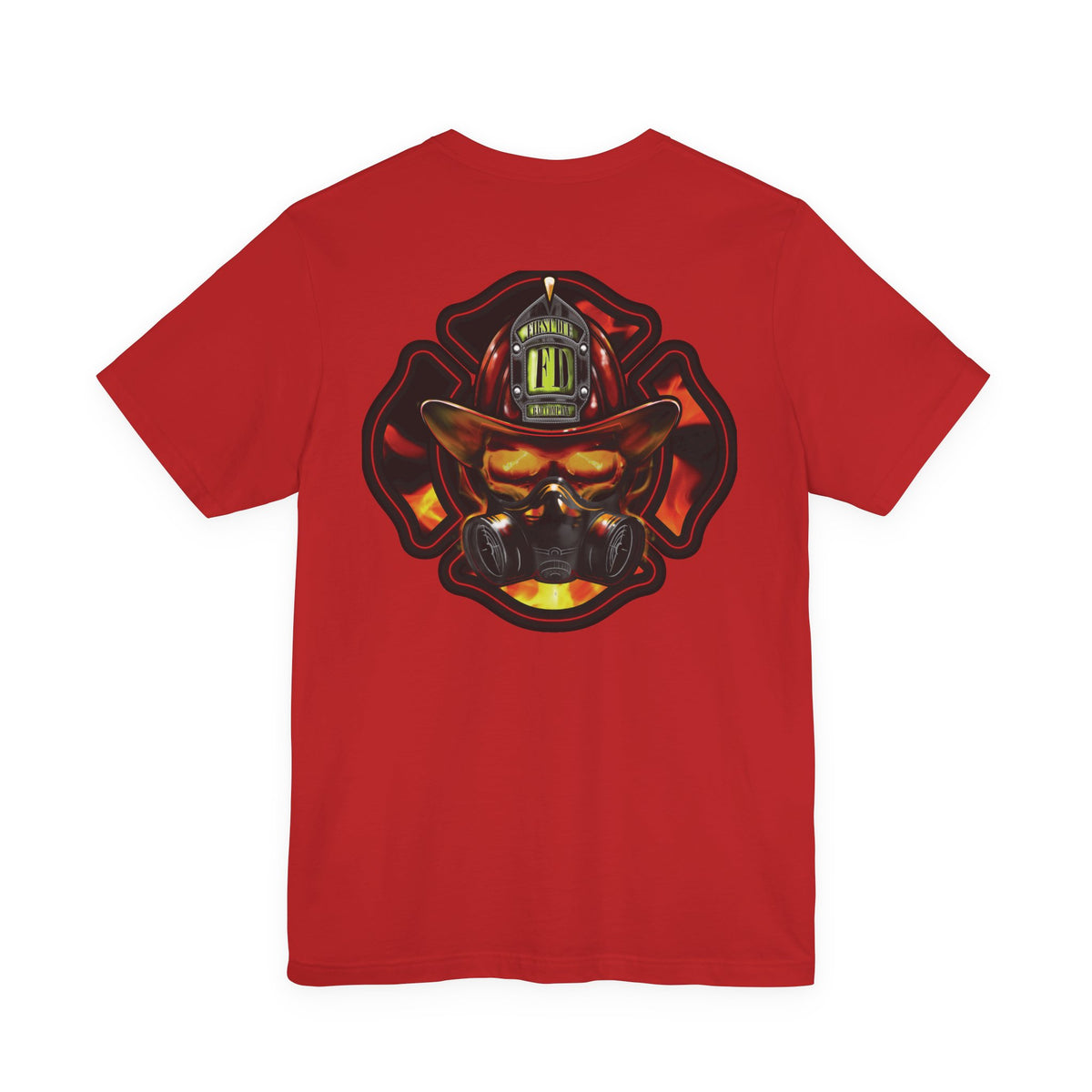 Fiery Firefighter Skull T-Shirt