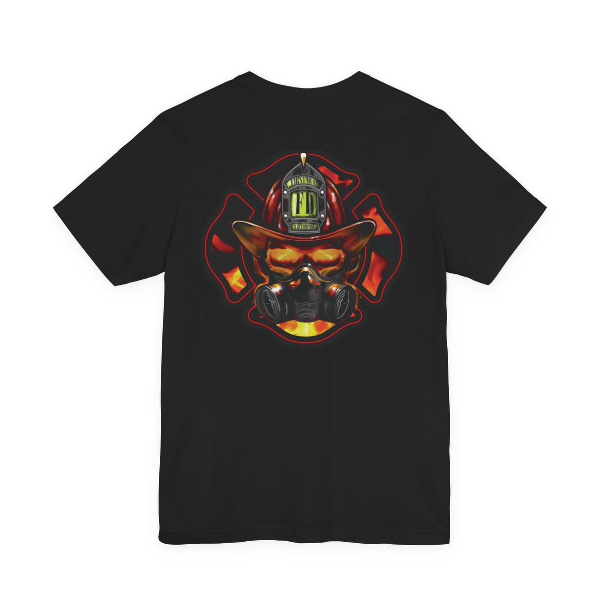 Fiery Firefighter Skull T-Shirt