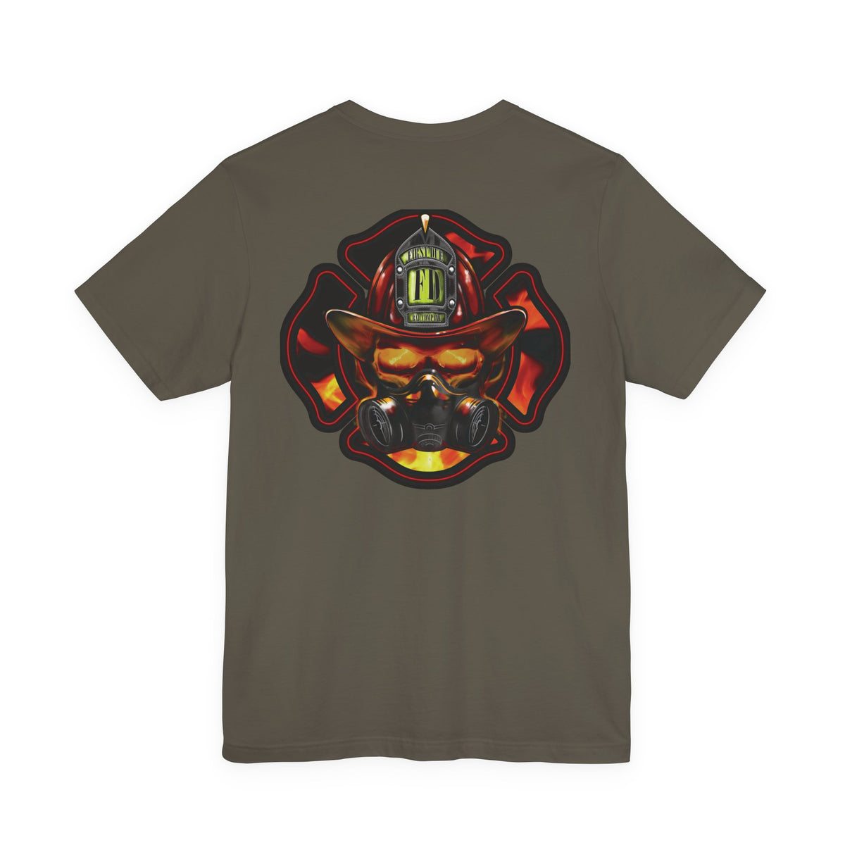 Fiery Firefighter Skull T-Shirt