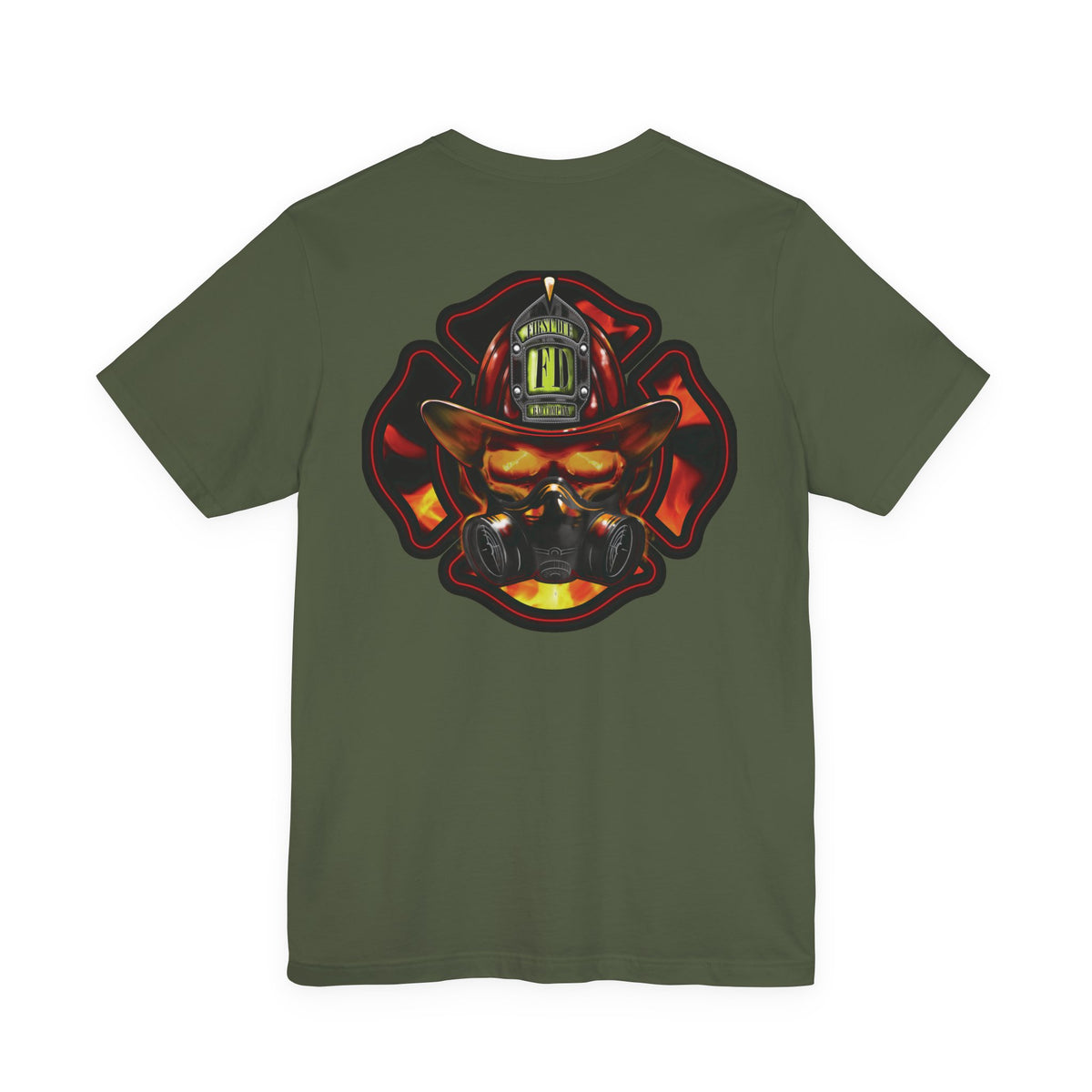 Fiery Firefighter Skull T-Shirt